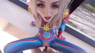 Sia Siberia Cosplays as Captain Marvel and Fucks in an Elevator