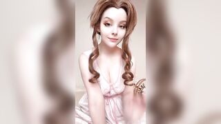 Helly Valentine cosplaying as Aerith