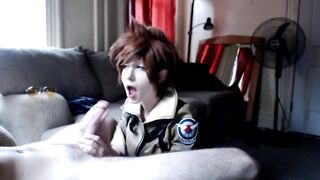 Cosplay: Overwatch Tracer Teases Cock Till Edge Of Cumming #3