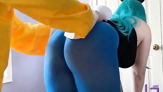 Lucy Lush  as Bulma Bunny getting her hose pulled down by Master Roshi