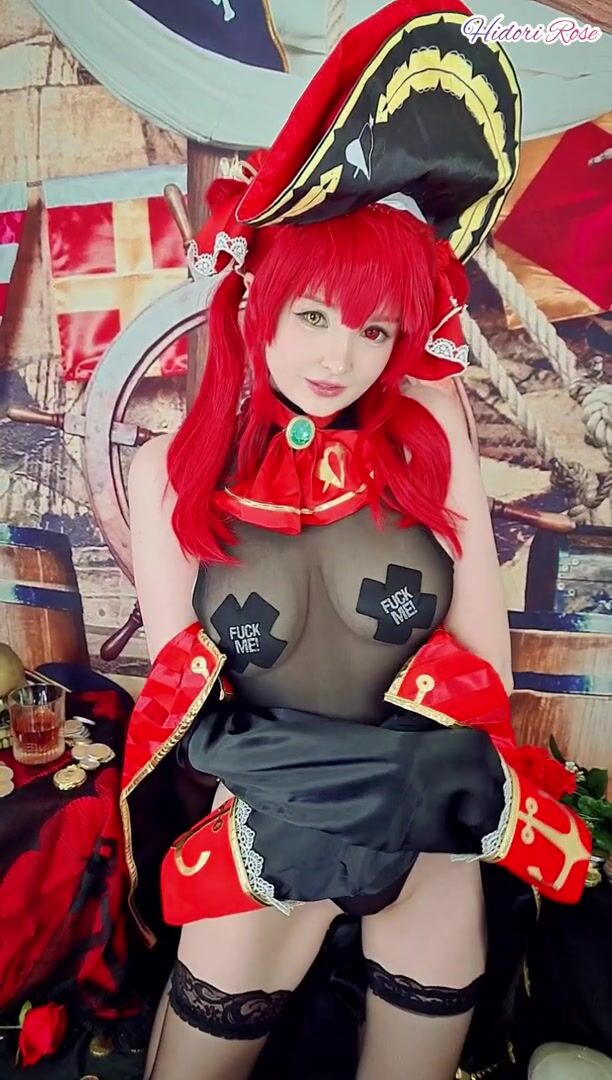 Houshou Marine the succubus pirate captain is displaying her talents