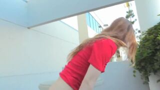 Cute Blonde Pees Outside With Creamy Pussy #1